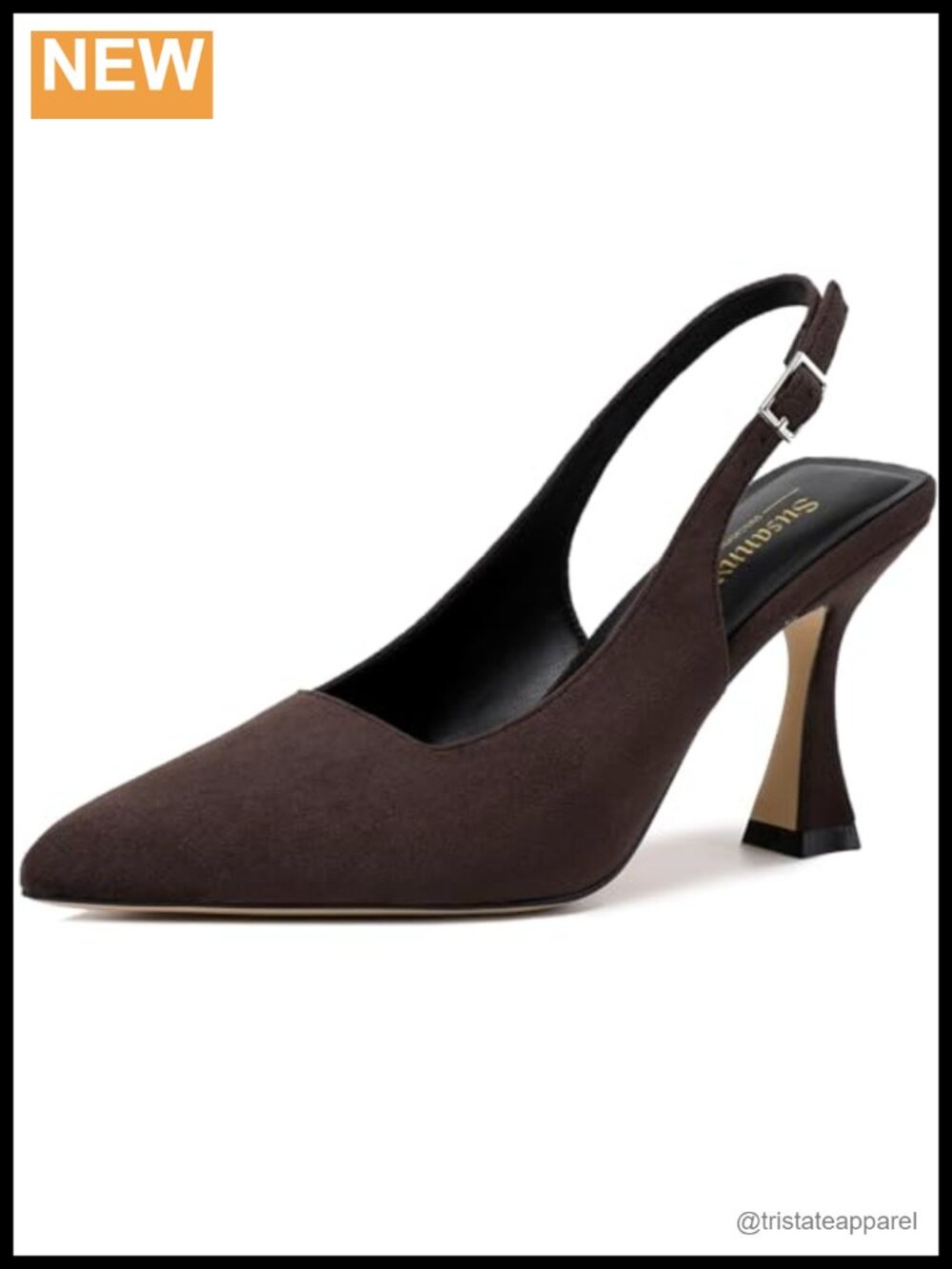 Slingback Kitten Heels Pointy Toe Suede Pumps for Wedding Prom Party